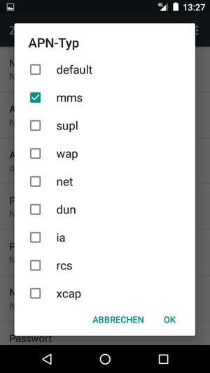 Aktivieren Sie das Kontrollkästchen mms und wählen Sie OK