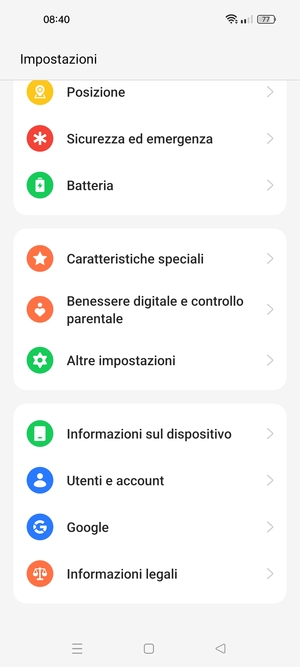 Seleziona Informazioni sul dispositivo