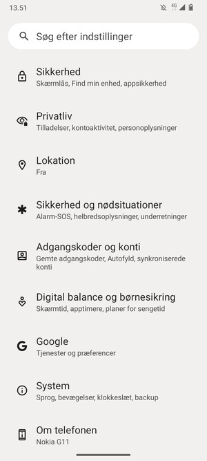Scroll til og vælg Sikkerhed