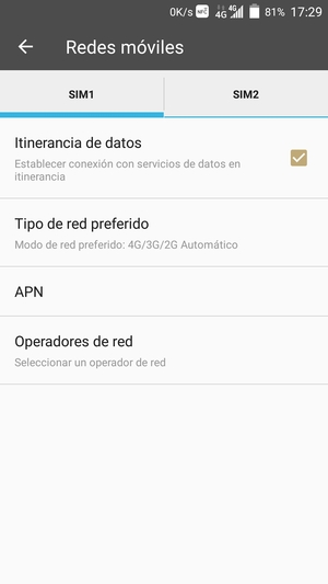 Activar o desactivar Itinerancia de datos