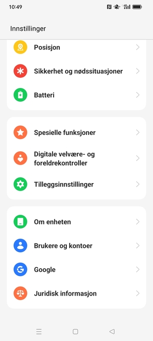 Bla til og velg Om enheten