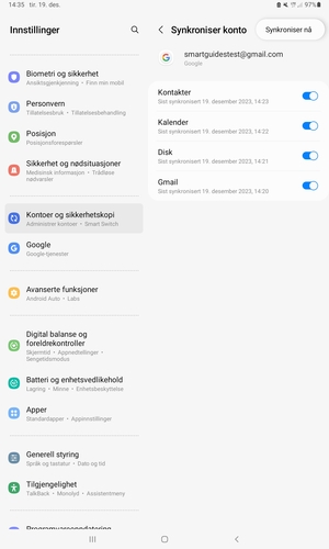 Velg Synkroniser nå