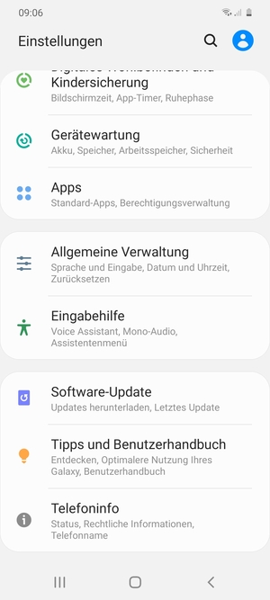 Scrollen Sie und wählen Sie Software-Update