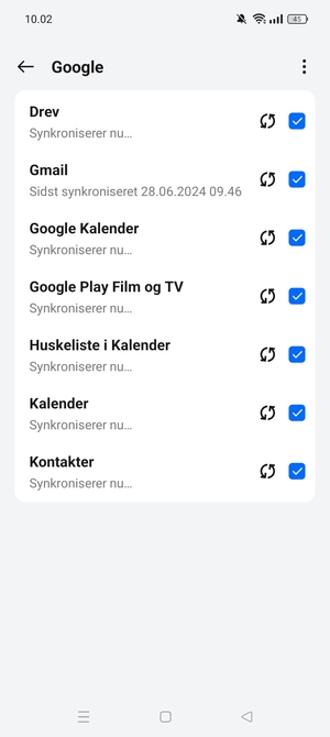 Dine oplysninger vil blive synkroniseret