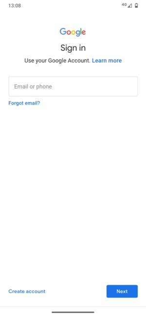 Enter your Gmail address and select Next