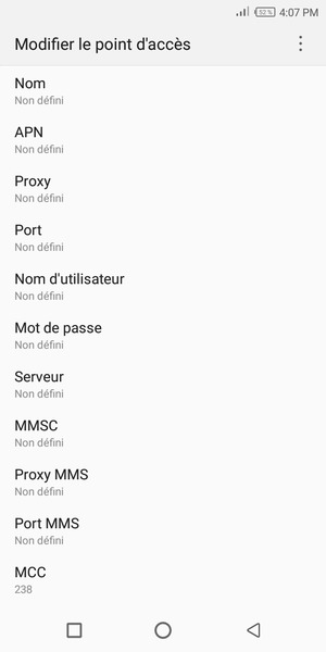 Saisissez les informations Internet
