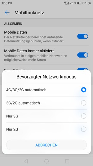Wählen Sie die gewünschte Option