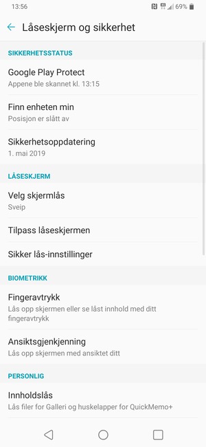 Velg Velg skjermlås