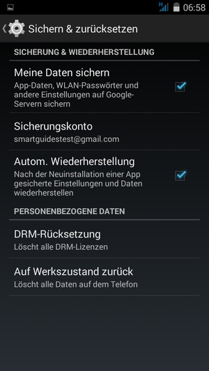 Wählen Sie Sicherungskonto