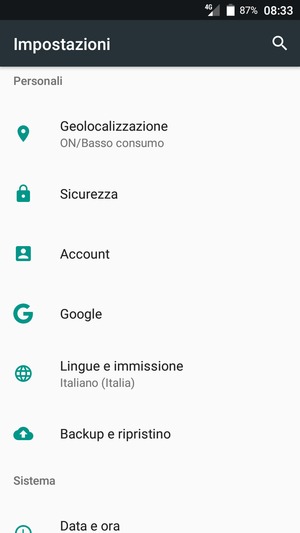 Scorri e seleziona Geolocalizzazione