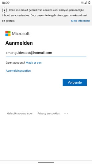 Voer uw e-mailadres in en selecteer Volgende