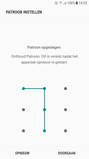Teken een ontgrendelingspatroon en selecteer DOORGAAN
