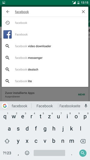 Geben Sie den Namen der App ein und wählen Sie Suchen