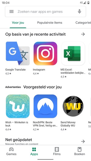 Selecteer de zoekbalk