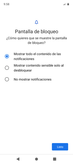 Seleccione la opción deseada y seleccione Listo