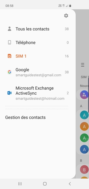 Sélectionnez Gestion des contacts
