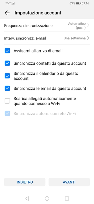 Seleziona AVANTI
