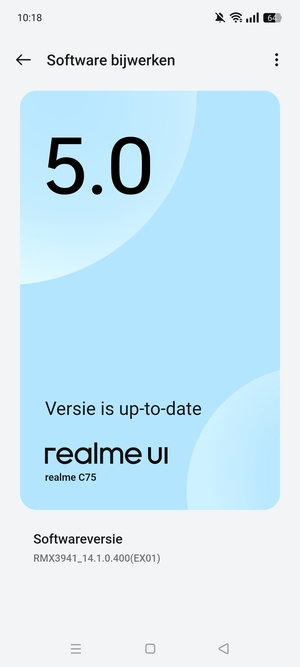Als uw telefoon up-to-date is, zult u het volgende scherm zien