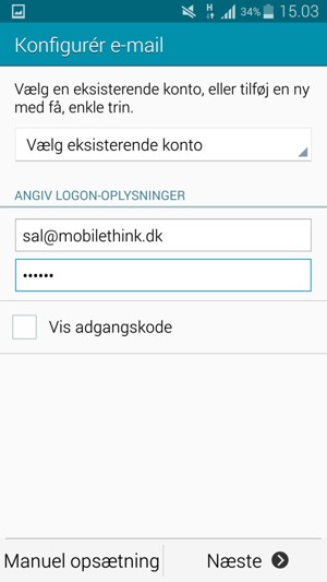 Indtast din E-mailadresse og Adgangskode. Vælg Næste