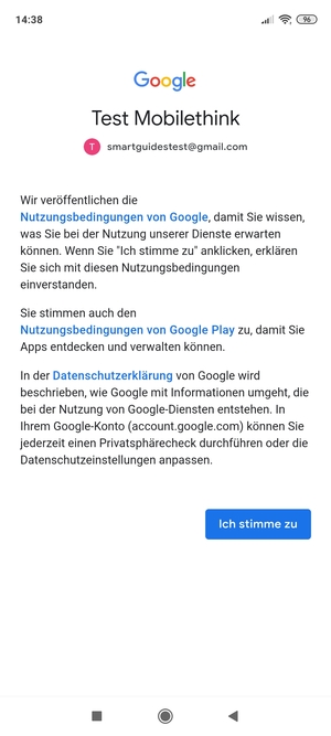 Wählen Sie Ich stimme zu