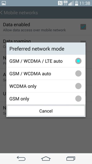 Select GSM only to enable 2G