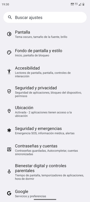 Desplácese y seleccione Ubicación