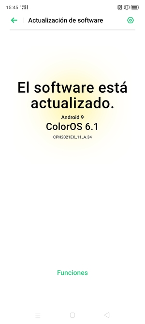 Si su teléfono está actualizado, verá la siguiente pantalla