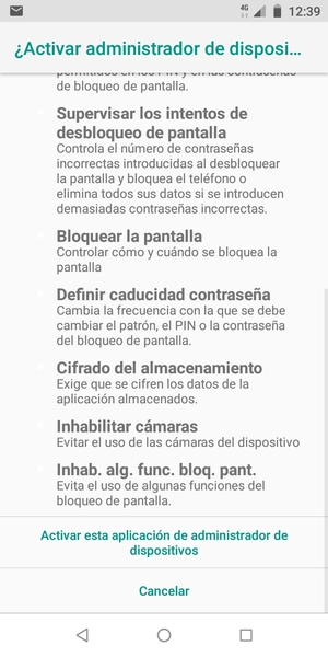 Desplácese y seleccione Activar esta aplicación de administrador de dispositivos