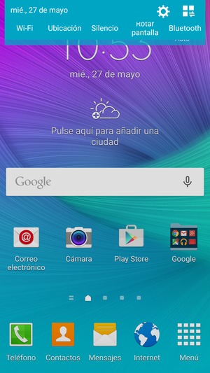 Deslice hacia abajo el menú superior