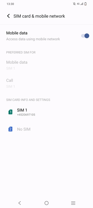 Select SIM 1 or SIM 2