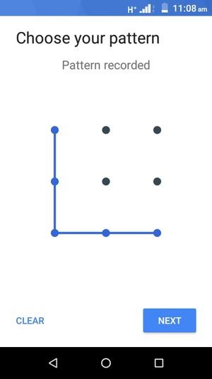 Draw an unlock pattern and select NEXT