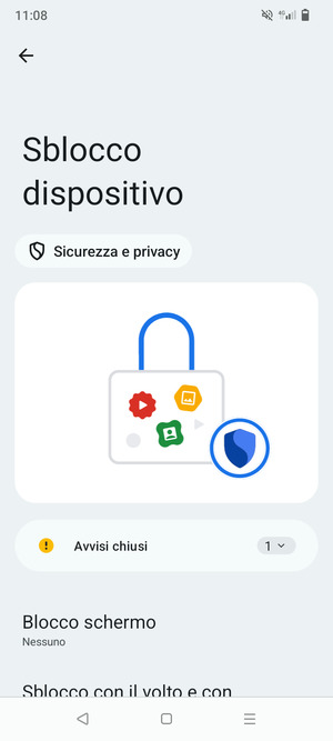 Seleziona Blocco schermo