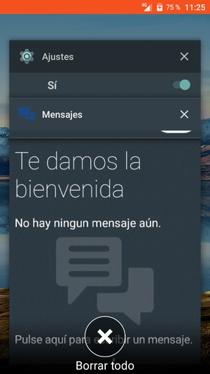 Seleccione Borrar todo para cerrar todas las aplicaciones en ejecución