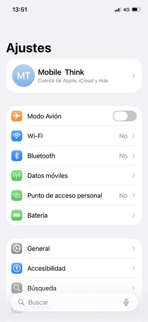 Seleccione Datos móviles