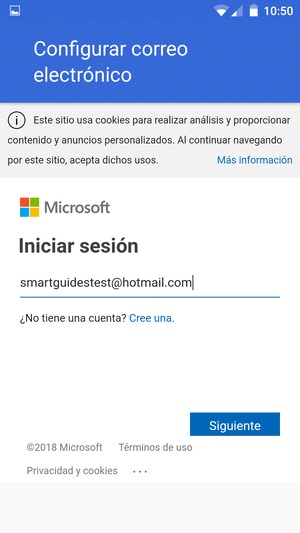 Introduzca su Dirección de correo electrónico y seleccione Siguiente