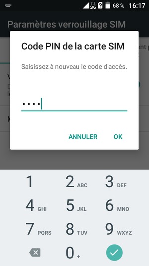 Veuillez confirmer votre nouveau code PIN et sélectionner OK