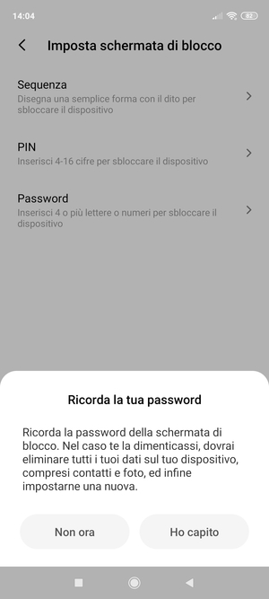 Seleziona Ho capito