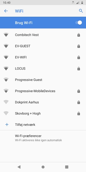 Vælg det trådløse netværk, du ønsker at oprette forbindelse til