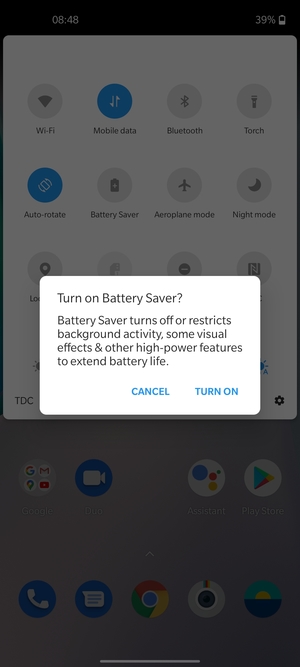 Select TURN ON