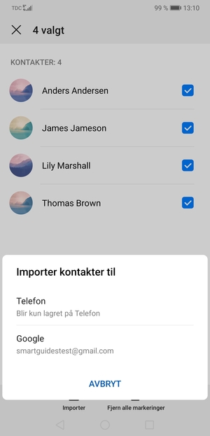 Velg din Google-konto