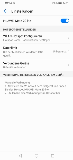 Ihr Handy ist jetzt für die Verwendung als Modem eingerichtet