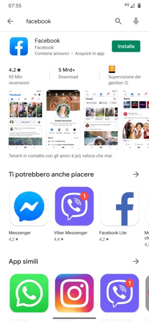 Seleziona l'applicazione