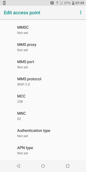 Scroll down and enter MMS information