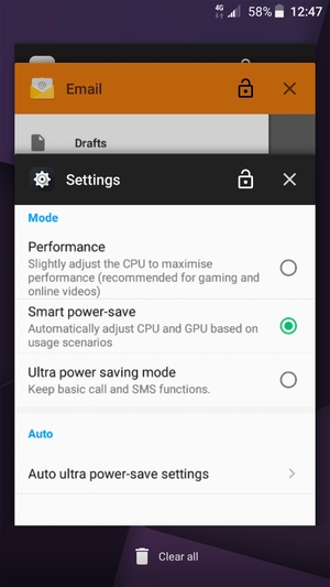 Select Clear all to close all running apps