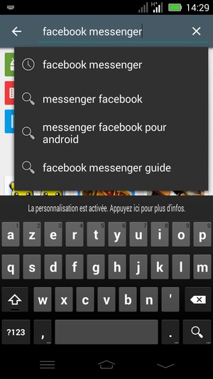 Saisissez le nom de l'appli et sélectionnez Rechercher