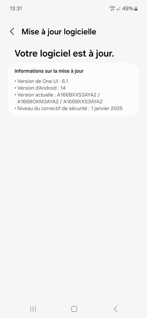 Si votre téléphone est à jour, vous verrez l'écran suivant