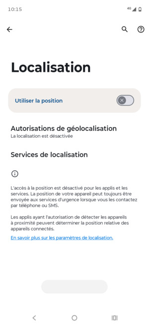 Désactiver le Utiliser la position