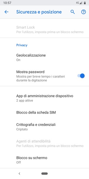 Seleziona Blocco della scheda SIM