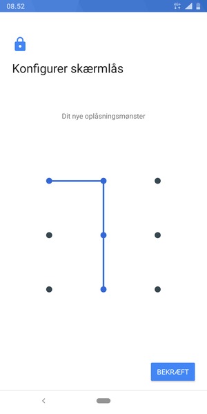 Tegn oplåsningsmønsteret igen og vælg BEKRÆFT