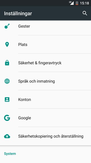 Scrolla till och välj Säkerhet & fingeravtryck